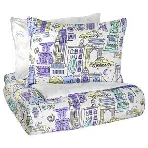 Waverly Spree Cityscape 3 Pc Full Reversible Comforter Set New York City Fun New